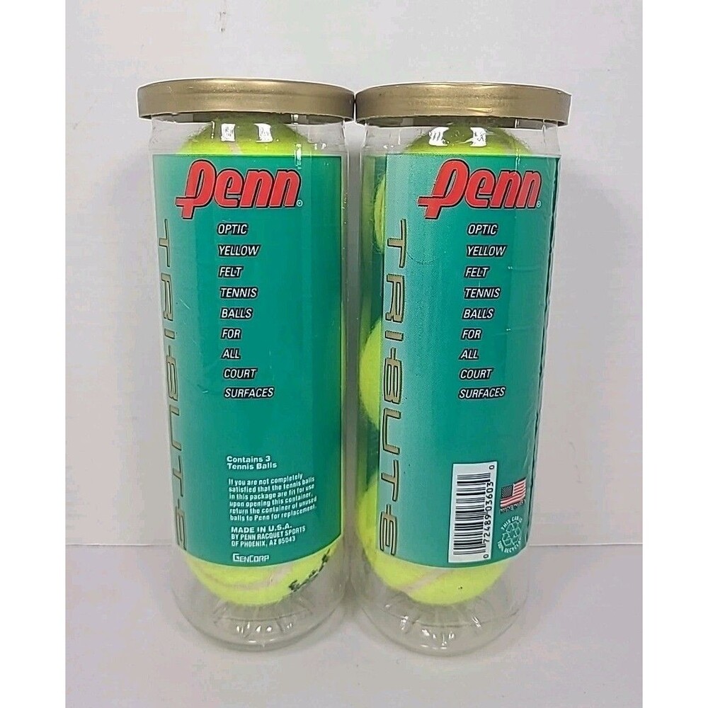 Penn Tribute Tennis Balls New Unopened Sealed Can of 3 Felt Balls LOT OF 2